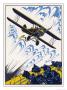 Biplane Flies Low Over The Countryside by Edward Shenton Limited Edition Print