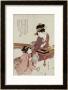 A Young Woman Seated At A Desk Writing, A Girl With A Book Looks On by Utamaro Kitagawa Limited Edition Print