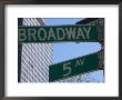 Broadway And 5Th Avenue Street Signs, Manhattan, New York City, New York, Usa by Amanda Hall Limited Edition Print