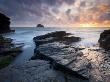 Trebarwith Strand And Gull Rock At Sunset, Cornwall, England, United Kingdom, Europe by Adam Burton Limited Edition Print