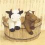 Cow And Horse In Wooden Bucket by Catherine Becquer Limited Edition Print