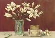 White Flowers And Candle In Vase by Julio Sierra Limited Edition Print