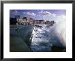 Wave Crashing Against A Breakwater Along The Malecon, A Waterfront Boulevard by Eliot Elisofon Limited Edition Print