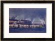 An Engine Driver's View Of The Station As He Approaches It At Night, A Picture by Holland Browne Limited Edition Print