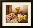 Grapes, Apple, Plums And Peach With Hock Glass On Draped Ledge by Edward Ladell Limited Edition Pricing Art Print