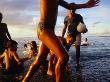 Children Playing On The Shore, Funafuti Atoll, Tuvalu by Peter Bennetts Limited Edition Print