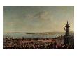 View Of Constantinople With A Procession Of Janissaries Passing The Galata Tower by Jean Baptiste Vanmour Limited Edition Print