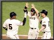 Texas Rangers V San Francisco Giants, Game 1: Juan Uribe, Cody Ross, Aubrey Huff by Christian Petersen Limited Edition Print