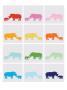 Rainbow Grey Rhinos by Avalisa Limited Edition Print